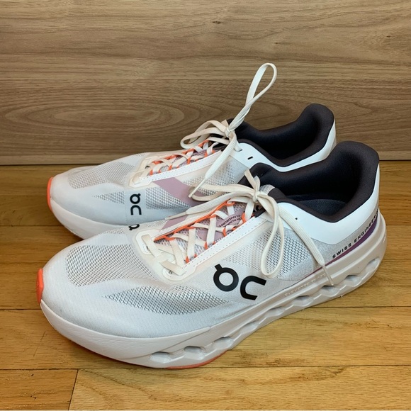 On Running Shoes - On Running Cloudsurfer Next Women's Sneakers in White / Flame - Size 12